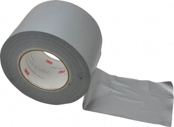 3M - 4" x 55m Silver Duct Tape - 9 mil, Rubber Adhesive, Polyethylene Film Backing, 25 Lb/ln Tensile Strength, 200°F Max, Series 3939 - Industrial Tool & Supply