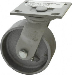 Fairbanks - 5" Diam x 2" Wide, Semi-Steel Swivel Caster - 1,000 Lb Capacity, Top Plate Mount, 4" x 4-1/2" Plate, Plain Bearing - Industrial Tool & Supply