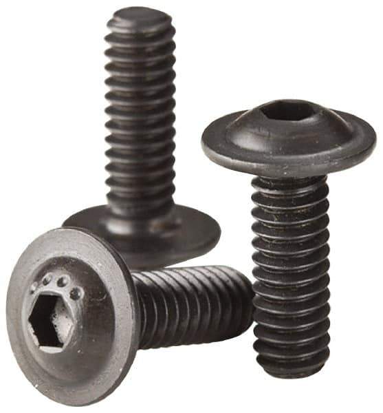 Made in USA - #8-32 UNC Hex Socket Drive, Button Screw - Alloy Steel, Black Oxide Finish, Fully Threaded, 3/8" Length Under Head - Industrial Tool & Supply