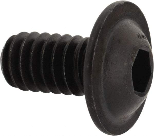 Made in USA - 1/4-20 UNC Hex Socket Drive, Button Screw - Alloy Steel, Black Oxide Finish, Fully Threaded, 1/2" Length Under Head - Industrial Tool & Supply
