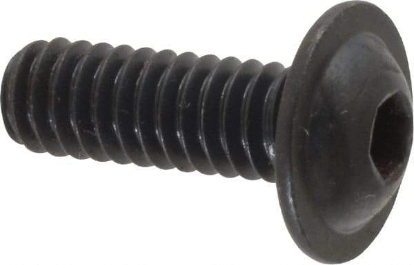 Made in USA - 1/4-20 UNC Hex Socket Drive, Button Screw - Alloy Steel, Black Oxide Finish, Fully Threaded, 3/4" Length Under Head - Industrial Tool & Supply