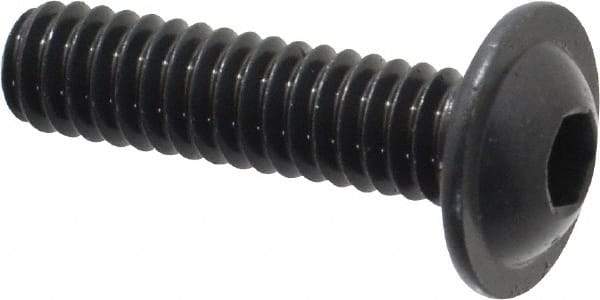 Made in USA - 1/4-20 UNC Hex Socket Drive, Button Screw - Alloy Steel, Black Oxide Finish, Fully Threaded, 1" Length Under Head - Industrial Tool & Supply