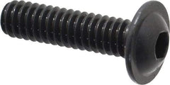 Made in USA - 1/4-20 UNC Hex Socket Drive, Button Screw - Alloy Steel, Black Oxide Finish, Fully Threaded, 1" Length Under Head - Industrial Tool & Supply