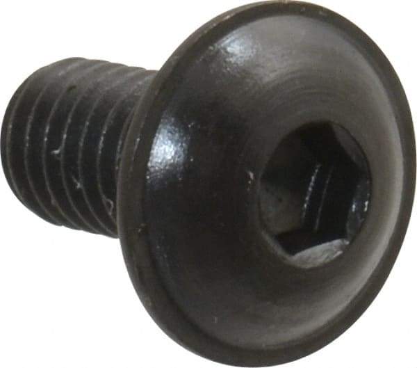 Made in USA - #10-32 UNF Hex Socket Drive, Button Screw - Alloy Steel, Black Oxide Finish, Fully Threaded, 3/8" Length Under Head - Industrial Tool & Supply
