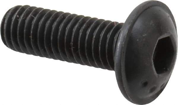 Made in USA - #10-32 UNF Hex Socket Drive, Button Screw - Alloy Steel, Black Oxide Finish, Fully Threaded, 5/8" Length Under Head - Industrial Tool & Supply