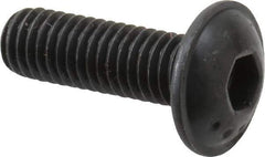 Made in USA - #10-32 UNF Hex Socket Drive, Button Screw - Alloy Steel, Black Oxide Finish, Fully Threaded, 5/8" Length Under Head - Industrial Tool & Supply