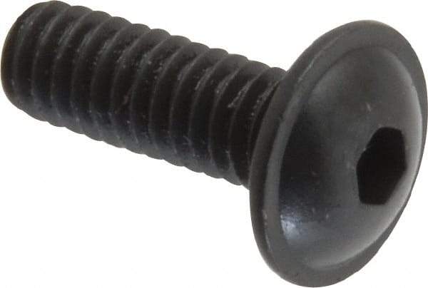 Made in USA - #8-32 UNC Hex Socket Drive, Button Screw - Alloy Steel, Black Oxide Finish, Fully Threaded, 1/2" Length Under Head - Industrial Tool & Supply