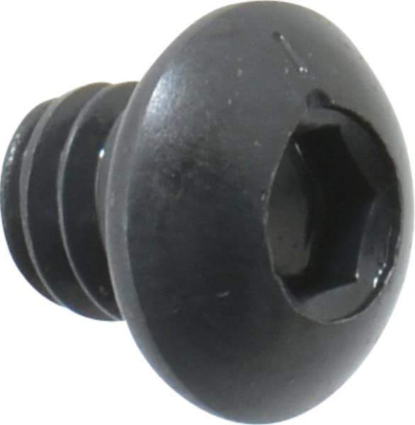 Made in USA - 1/4-20 UNC Hex Socket Drive, Button Screw - Alloy Steel, Black Oxide Finish, Fully Threaded, 1/4" Length Under Head - Industrial Tool & Supply