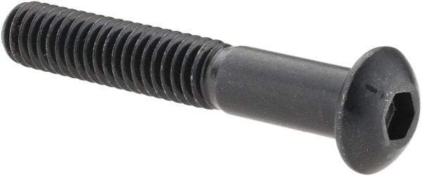 Made in USA - 5/16-18 UNC Hex Socket Drive, Button Screw - Alloy Steel, Black Oxide Finish, Fully Threaded, 2" Length Under Head - Industrial Tool & Supply