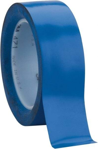 3M - Blue Solid Color Vinyl Tape - 1-1/2" Wide x 108' Long x 5.2 mil Thick, General Traffic - Industrial Tool & Supply