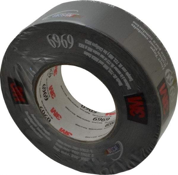 3M - 2" x 55m Black Duct Tape - 10.7 mil, Rubber Adhesive, Polyethylene Film Backing, 32 Lb/ln Tensile Strength, 200°F Max, Series 6969 - Industrial Tool & Supply