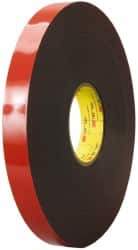 3M - 1/2" x 36 Yd Acrylic Adhesive Double Sided Tape - 45 mil Thick, Black, Acrylic Foam Liner, Continuous Roll, Series 5952 - Industrial Tool & Supply