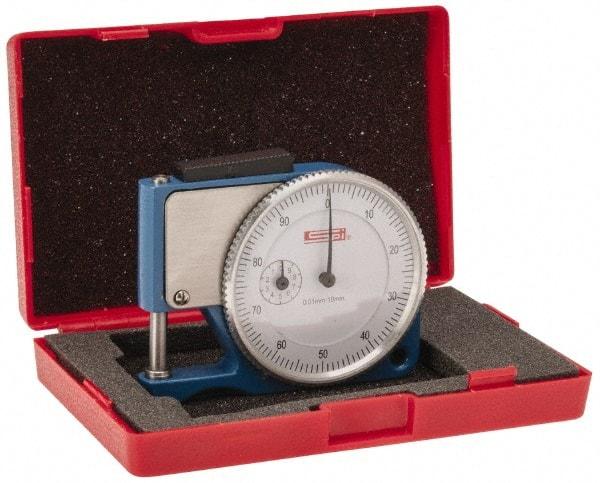 SPI - 0 to 1/2 Inch Measurement, 0.01mm Graduation, 1/2 Inch Throat Depth, Dial Thickness Gage - 1-7/8 Inch Dial Diameter - Industrial Tool & Supply