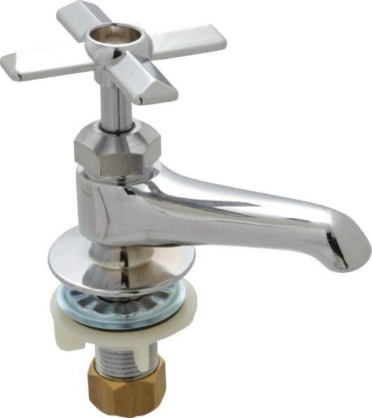 B&K Mueller - Standard, One Handle Design, Chrome, Round Deck Plate Single Mount Faucet - 4 Spoke Handle - Industrial Tool & Supply