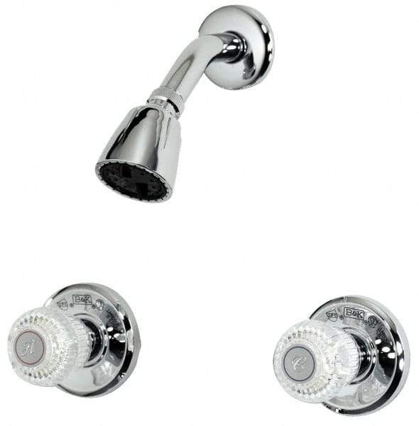 B&K Mueller - Concealed, Two Handle, Chrome Coated, Brass, Valve and Shower Head - Knob Handles, 8 Inch Mounting Centers, Acrylic Handles - Industrial Tool & Supply