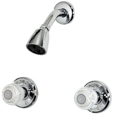 B&K Mueller - Concealed, Two Handle, Chrome Coated, Brass, Valve and Shower Head - Knob Handles, 8 Inch Mounting Centers, Acrylic Handles - Industrial Tool & Supply
