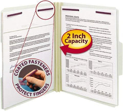 SMEAD - 8-1/2 x 11", Letter Size, Gray/Green, File Folders with Top Tab Fastener - 1/3 Tab Cut Location - Industrial Tool & Supply