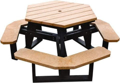 Vestil - 69-1/2" Long x 69-1/2" Wide x 30-1/2" High Stationary Activity/Utility Table without Back Rests - ADA Version - Cedar & Black, Plastic - Industrial Tool & Supply