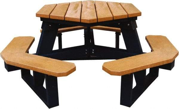 Vestil - 69-1/2" Long x 69-1/2" Wide x 30-1/2" High Stationary Activity/Utility Table without Back Rests - Cedar & Black, Plastic - Industrial Tool & Supply