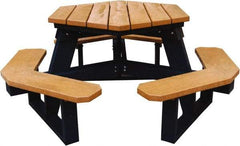 Vestil - 69-1/2" Long x 69-1/2" Wide x 30-1/2" High Stationary Activity/Utility Table without Back Rests - Cedar & Black, Plastic - Industrial Tool & Supply