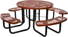 Vestil - 81-1/4" Long x 81-1/4" Wide x 29" High Stationary Activity/Utility Table without Back Rests - Brown, Steel - Industrial Tool & Supply