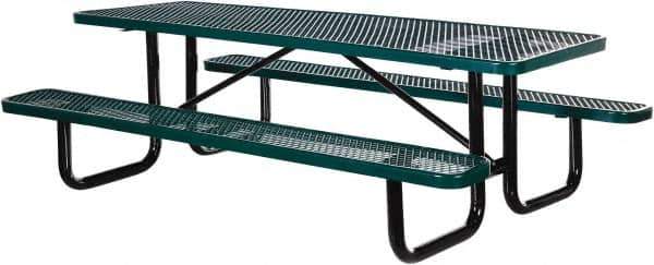 Vestil - 72" Long x 61-5/8" Wide x 30.38" High Stationary Activity/Utility Table without Back Rests - Green, Steel - Industrial Tool & Supply