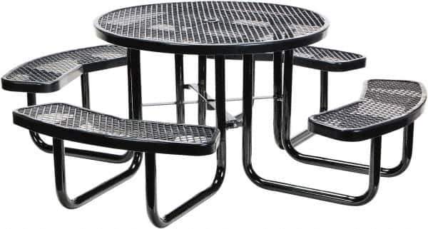 Vestil - 81-1/4" Long x 81-1/4" Wide x 29" High Stationary Activity/Utility Table without Back Rests - Black, Steel - Industrial Tool & Supply