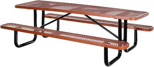 Vestil - 96" Long x 61-5/8" Wide x 30.38" High Stationary Activity/Utility Table without Back Rests - Brown, Steel - Industrial Tool & Supply