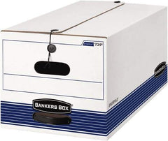 BANKERS BOX - 1 Compartment, 15 Inch Wide x 24 Inch Deep x 10 Inch High, File Storage Box - Paper, White and Blue - Industrial Tool & Supply