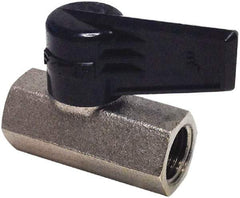 Legris - 1/4" Pipe, Female Port, Nickel Plated Brass Miniature Ball Valve - Inline - One Way Flow, FBSPP x FBSPP Ends, Wedge Handle, 174 WOG - Industrial Tool & Supply
