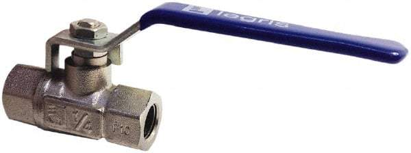 Legris - 3/4" Pipe, Female Port, Nickel Plated Brass Standard Ball Valve - Inline - One Way Flow, FBSPP x FBSPP Ends, Lever Handle, 435 WOG - Industrial Tool & Supply