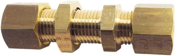 Legris - 12mm OD, Brass Bulkhead Union - 145 Max Working psi, Comp x Comp Ends - Industrial Tool & Supply
