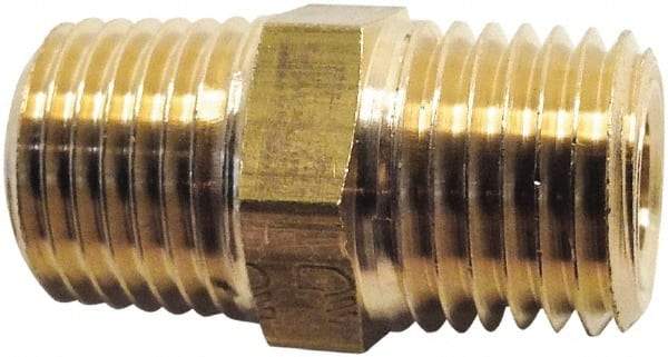 Legris - 1/2 Male Thread, Brass Industrial Pipe Hex Nipple - MBSPT, 1,450 psi - Industrial Tool & Supply