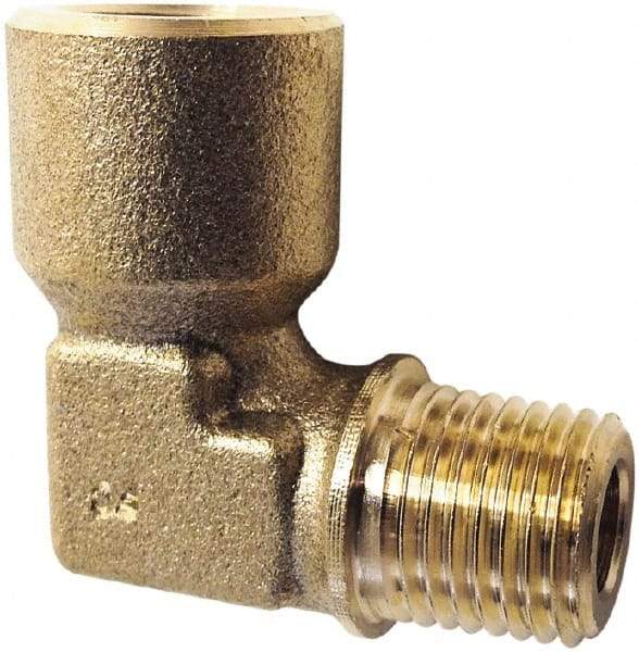 Legris - 3/8 Male Thread x 3/8 Female Thread, Brass Industrial Pipe 90° Street Elbow - MBSPT x FBSPP, 3,626 psi - Industrial Tool & Supply