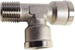 Legris - 1/8 Male Thread x 1/8 Female Thread, Nickel Plated Brass Industrial Pipe Street Tee - MBSPT x FBSPP, 870 psi - Industrial Tool & Supply