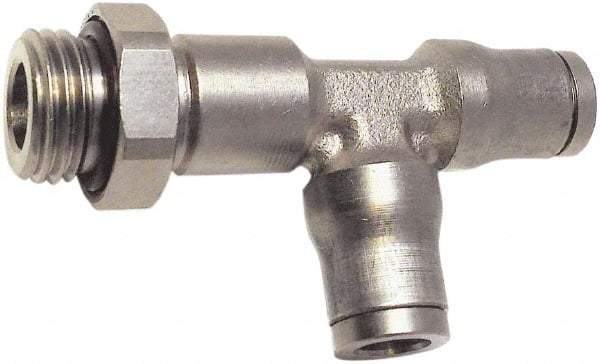 Legris - 8mm Outside Diam, 1/8 BSPP, Nickel Plated Brass Push-to-Connect Tube Male Run Tee - 435 Max psi, Tube to Male BSPP Connection, FKM O-Ring - Industrial Tool & Supply