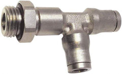Legris - 10mm Outside Diam, 1/4 BSPP, Nickel Plated Brass Push-to-Connect Tube Male Run Tee - 435 Max psi, Tube to Male BSPP Connection, FKM O-Ring - Industrial Tool & Supply