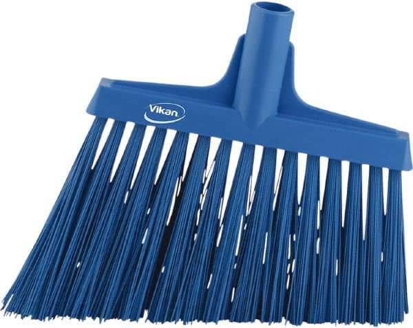 Vikan - 9-1/2" Wide, Blue Synthetic Bristles, Angled Broom - Industrial Tool & Supply