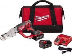 Milwaukee Tool - 3,000 SPM, 18 Volt, Inline Handle, Handheld Cordless Shear - 18 Gauge (Mild Steel) Cutting Capacity - Industrial Tool & Supply