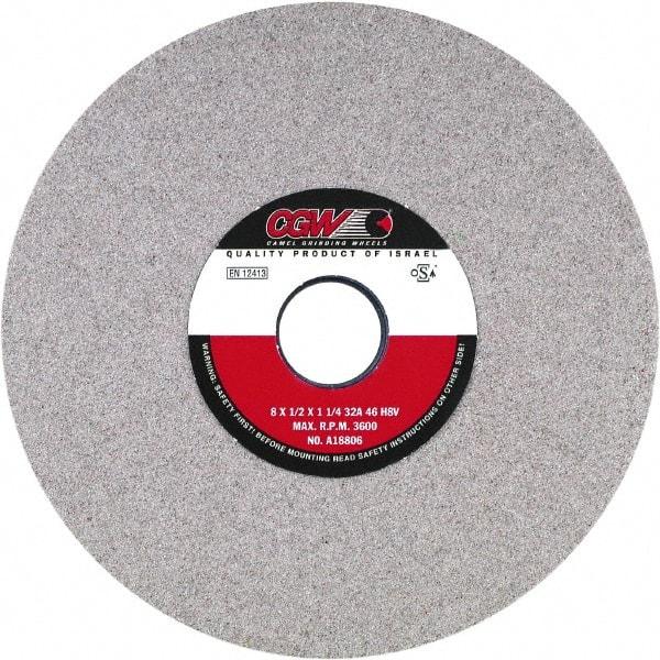 Camel Grinding Wheels - 12" Diam x 3" Hole x 1" Thick, H Hardness, 46 Grit Surface Grinding Wheel - Aluminum Oxide, Type 1, Medium Grade, Vitrified Bond, No Recess - Industrial Tool & Supply