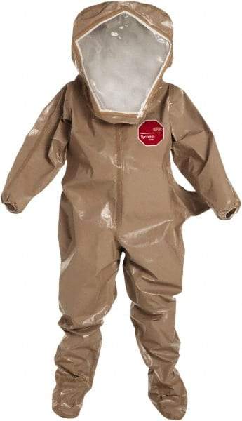 Dupont - Size 4XL, Tan, Chemical, Disposable Encapsulated Suit - Attached Hood, Elastic Ankle, Elastic Wrist - Industrial Tool & Supply