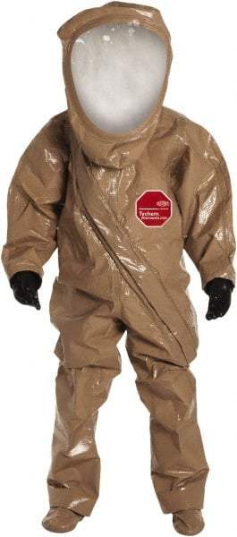 Dupont - Size 2XL, Tan, Chemical, Disposable Encapsulated Suit - Attached Hood, Elastic Ankle, Elastic Wrist - Industrial Tool & Supply
