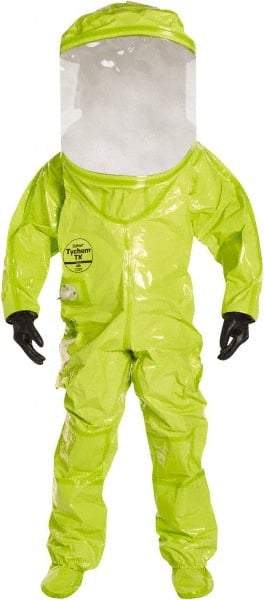 Dupont - Size L, High Visibility Lime, Chemical, Disposable Encapsulated Suit - Attached Hood, Elastic Ankle, Elastic Wrist - Industrial Tool & Supply