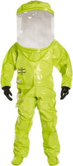 Dupont - Size 3XL, High Visibility Lime, Chemical, Disposable Encapsulated Suit - Attached Hood, Elastic Ankle, Elastic Wrist - Industrial Tool & Supply