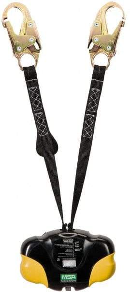MSA - 6' Long, 310 Lb Capacity, Nylon Webbing Fall Limiter - Steel Locking Snap Hook Connector, Carabiner Connector - Industrial Tool & Supply