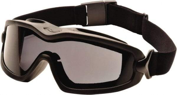 PYRAMEX - Size Universal, Gray Polycarbonate Anti-Fog Lens, Safety Goggles - Indirect Vent, Black Polyurethane Frame - Industrial Tool & Supply
