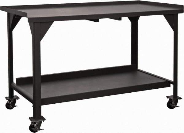 Durham - 60 Wide x 30" Deep x 39-1/2" High, Steel Workbench - Fixed Legs, Gray - Industrial Tool & Supply