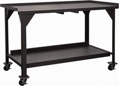 Durham - 60 Wide x 30" Deep x 39-1/2" High, Steel Workbench - Fixed Legs, Gray - Industrial Tool & Supply