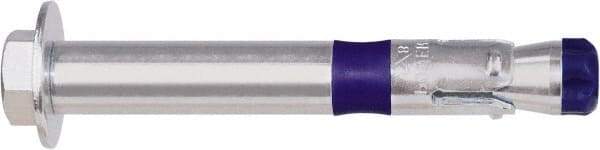 Powers Fasteners - 3/8" Diam, 3/8" Drill, 4" OAL, 2-1/4" Min Embedment Sleeve Concrete Anchor - Grade 8 Carbon Steel, Zinc-Plated Finish, Hex Head, Hex Drive - Industrial Tool & Supply