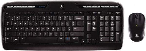 Logitech - Black Keyboard/Mouse - Use with Windows XP, Vista, 7, 8 - Industrial Tool & Supply